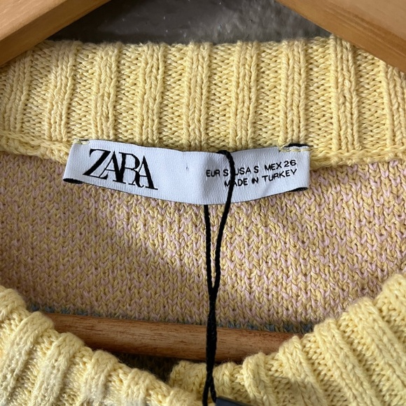 Zara Floral Jacquard Knit Cardigan Pastel Blue Yellow Size S NWT Rare - Picture 9 of 14